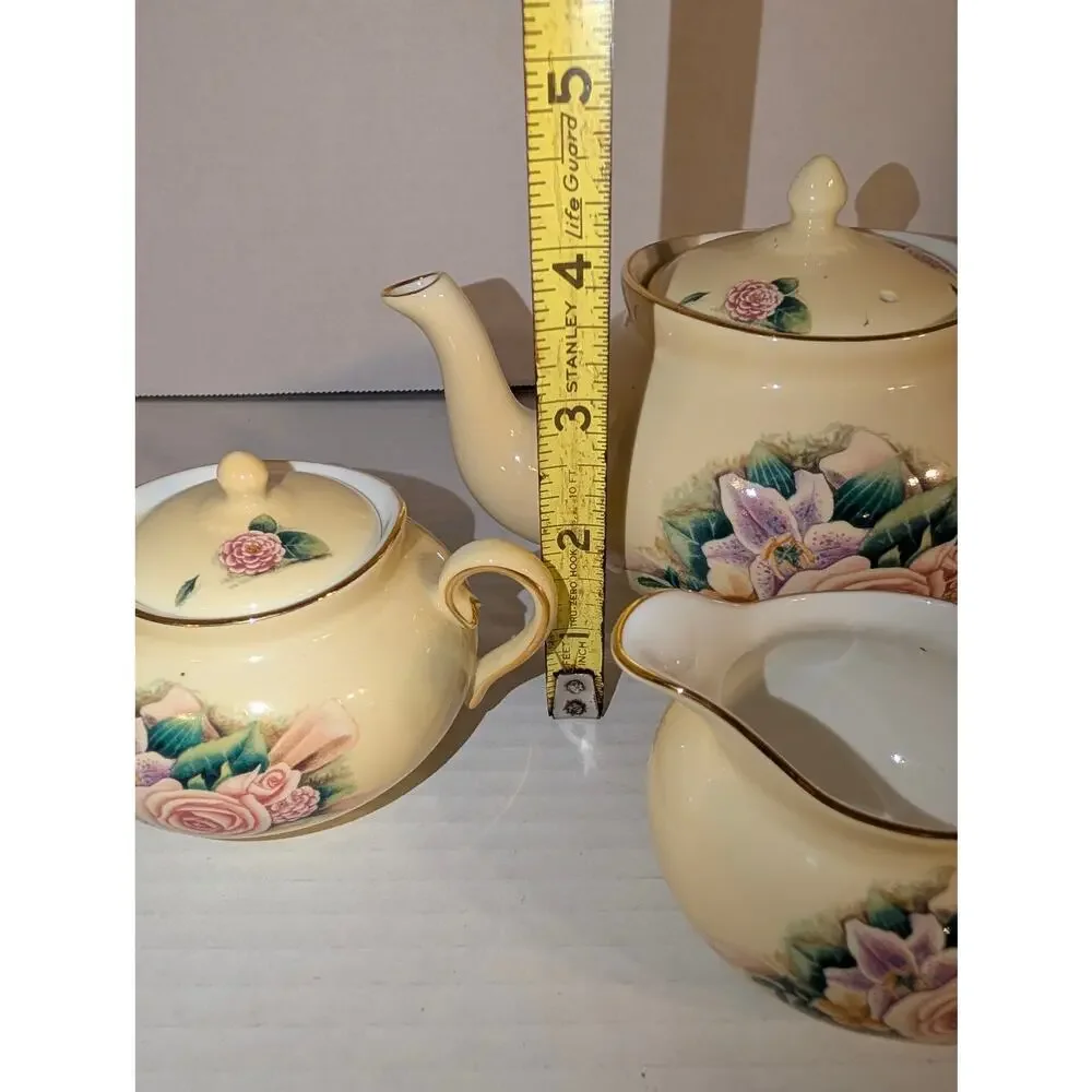 Vintage Crystal Cathedral Hour Of Power Bone China Tea Pot Sugar Bowl Creamer